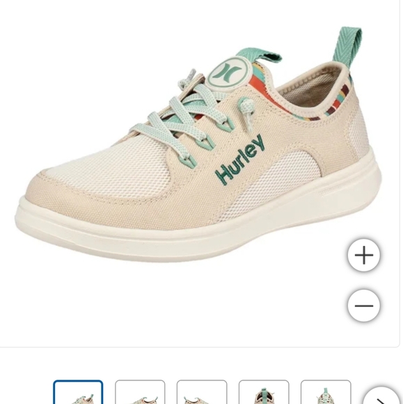 Hurley Women's Cream and Teal Sneakers, Ladies' Bungee Shoe, Nwt - Picture 1 of 5